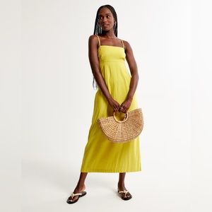 Abercrombie - Women’s Linen Blend Midi Dress in Lime - Size XL